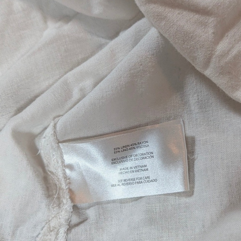 Orvis Button Down Top Womens Small White Linen Blend Short Sleeve Classic Pocket - Picture 6 of 8